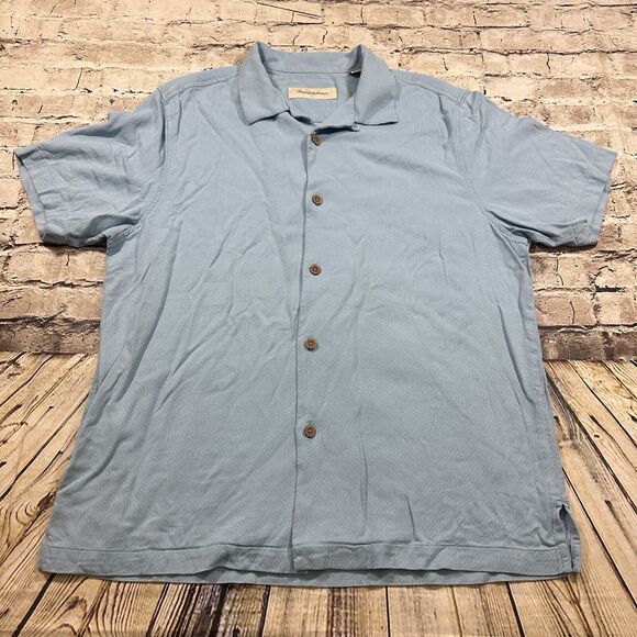 Tommy Bahama Shirt Men's Large Blue Hawaiian Paisley Silk Button Up Vacation - Picture 1 of 10
